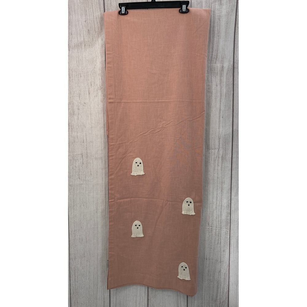 Martha Stewart Shower Curtain Pink Tufted Ghost Halloween Cotton Spooky Pastel